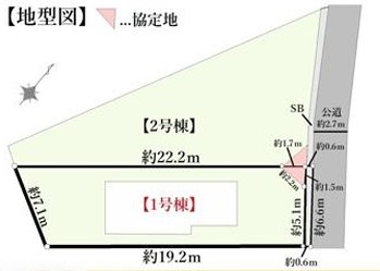 町田市小山町の新築戸建ての1号棟の区画図の写真