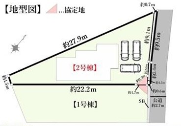 町田市小山町の新築戸建ての2号棟の区画図の写真