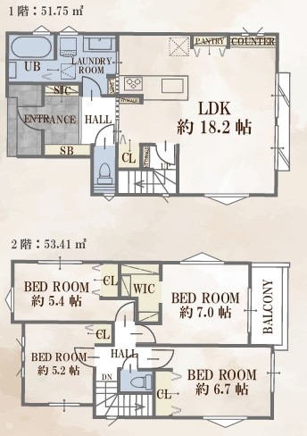 町田市玉川学園3丁目の新築戸建てのAの間取図の写真