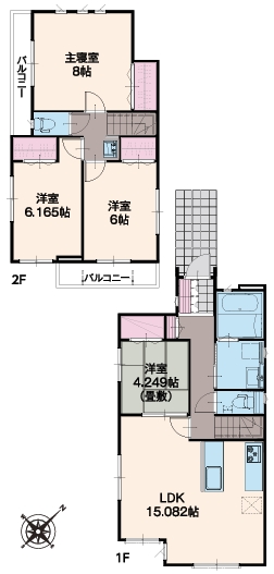 町田市鶴川4丁目の新築戸建て1号棟の間取図の写真