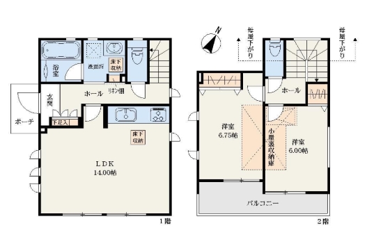 相模原市中央区淵野辺本町5丁目の新築戸建ての間取図の写真
