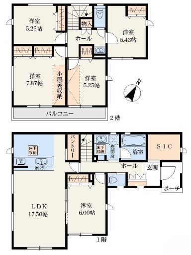 相模原市中央区弥栄1丁目の新築戸建ての間取図の写真