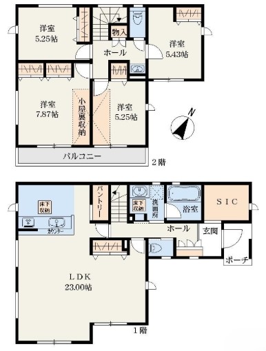 相模原市中央区弥栄1丁目の新築戸建ての間取図の写真