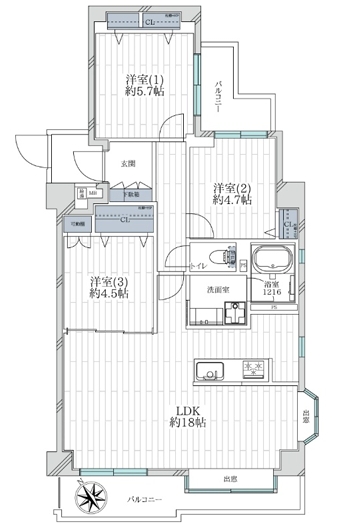相模原市緑区橋本5丁目の中古マンションのバルコニーの写真