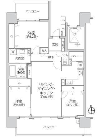 相模原市緑区西橋本3丁目中古マンションの間取図の写真