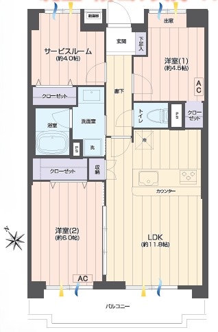 相模原市緑区西橋本4丁目中古マンションの間取図の写真