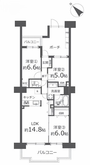 相模原市緑区西橋本5丁目の中古マンションの間取図の写真