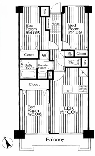 相模原市緑区下九沢中古マンションの間取図の写真