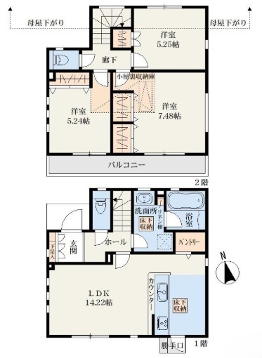 相模原市南区西大沼2丁目の新築戸建ての間取図の写真